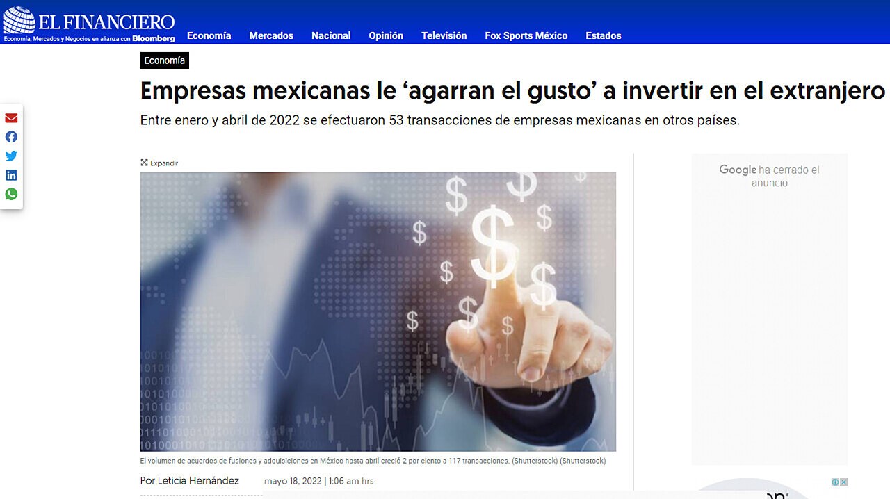 Empresas mexicanas le agarran el gusto a invertir en el extranjero